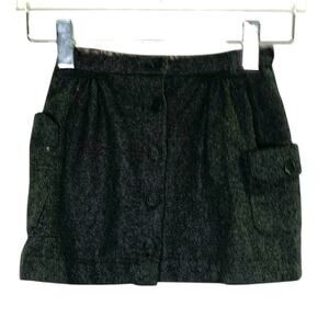 Bonpoint 8 Girls Charcoal Grey Mini Skirt Pleated Pockets Wool Blend